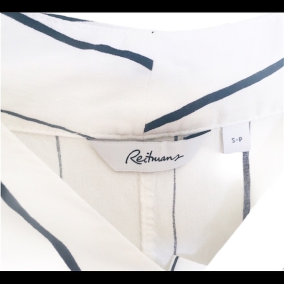 REITMANS Stripe Dolman Tie Front Blouse/Top With Crop Sleeves Ivory Size Small - Picture 7 of 8